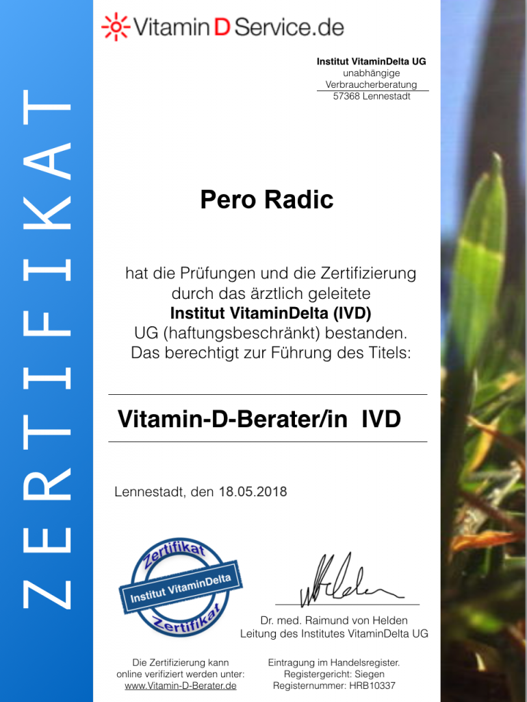 Vitamin D Zertifikat - Pero Radic